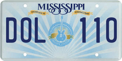 MS license plate DOL110