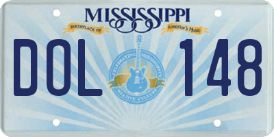 MS license plate DOL148