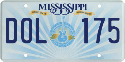 MS license plate DOL175