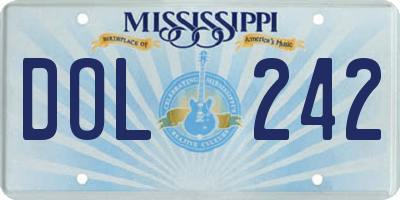 MS license plate DOL242
