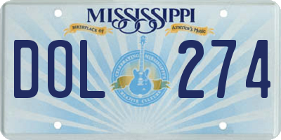 MS license plate DOL274