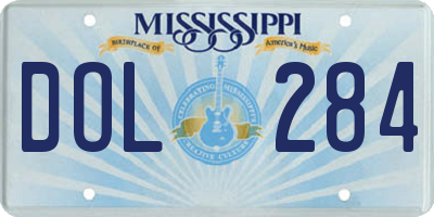 MS license plate DOL284