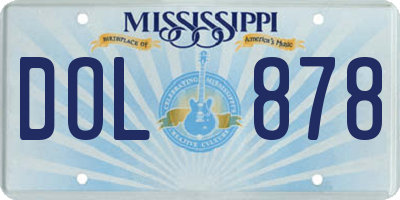 MS license plate DOL878