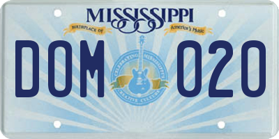 MS license plate DOM020