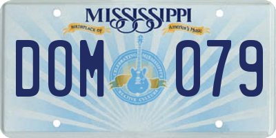MS license plate DOM079