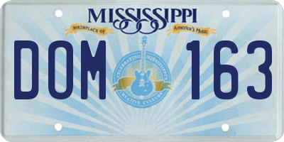 MS license plate DOM163