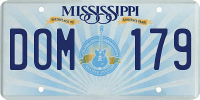 MS license plate DOM179