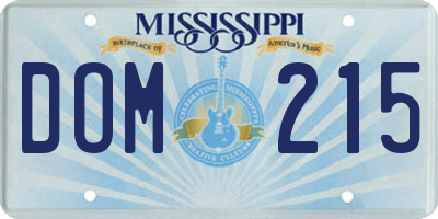 MS license plate DOM215