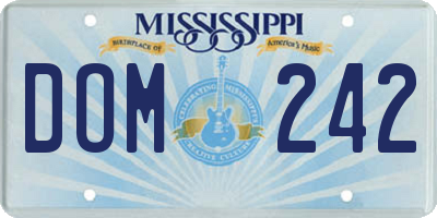 MS license plate DOM242