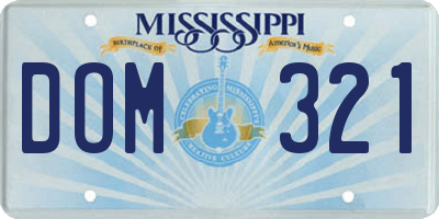 MS license plate DOM321