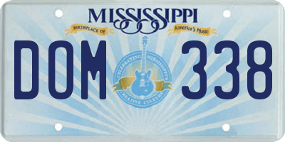 MS license plate DOM338