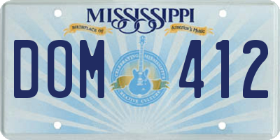 MS license plate DOM412