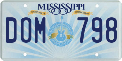 MS license plate DOM798