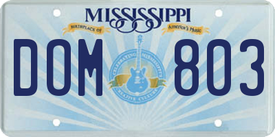 MS license plate DOM803