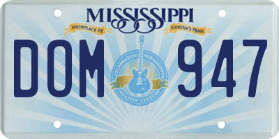 MS license plate DOM947