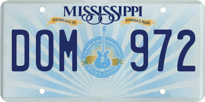 MS license plate DOM972