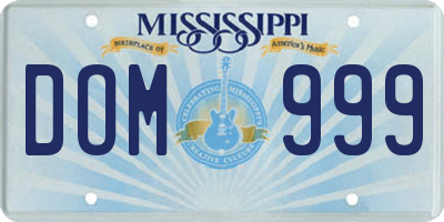 MS license plate DOM999