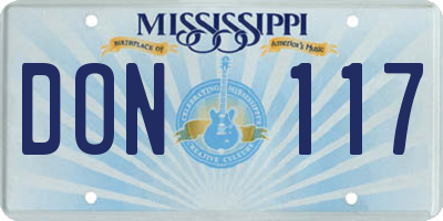 MS license plate DON117