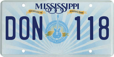 MS license plate DON118