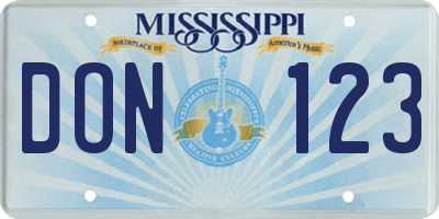 MS license plate DON123
