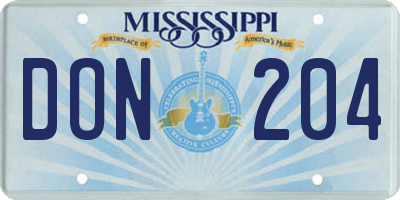 MS license plate DON204