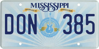 MS license plate DON385