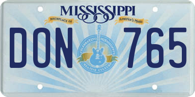 MS license plate DON765