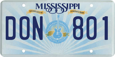 MS license plate DON801