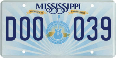 MS license plate DOO039