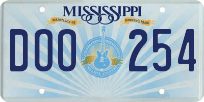 MS license plate DOO254