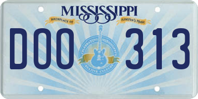MS license plate DOO313