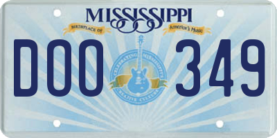 MS license plate DOO349