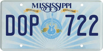 MS license plate DOP722