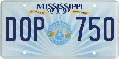 MS license plate DOP750