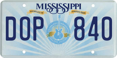 MS license plate DOP840