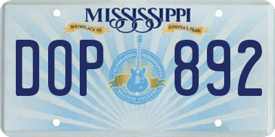MS license plate DOP892