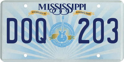 MS license plate DOQ203