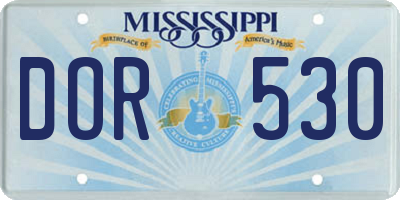 MS license plate DOR530
