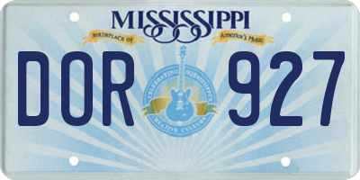 MS license plate DOR927