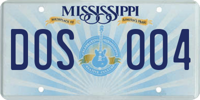 MS license plate DOS004