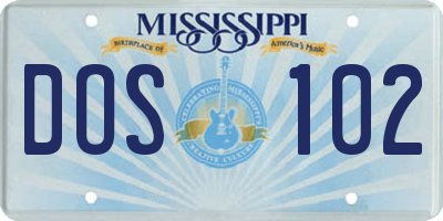 MS license plate DOS102