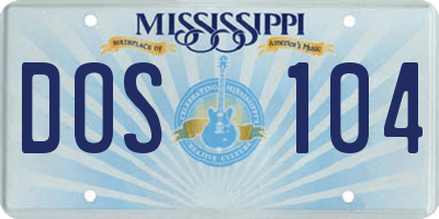 MS license plate DOS104