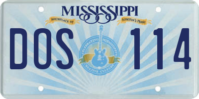 MS license plate DOS114