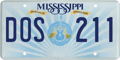 MS license plate DOS211
