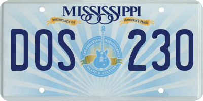 MS license plate DOS230