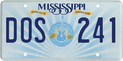 MS license plate DOS241