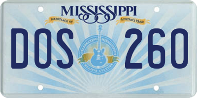 MS license plate DOS260
