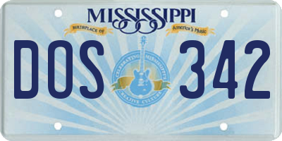 MS license plate DOS342