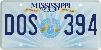 MS license plate DOS394