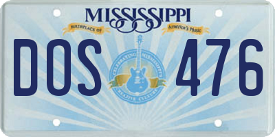 MS license plate DOS476